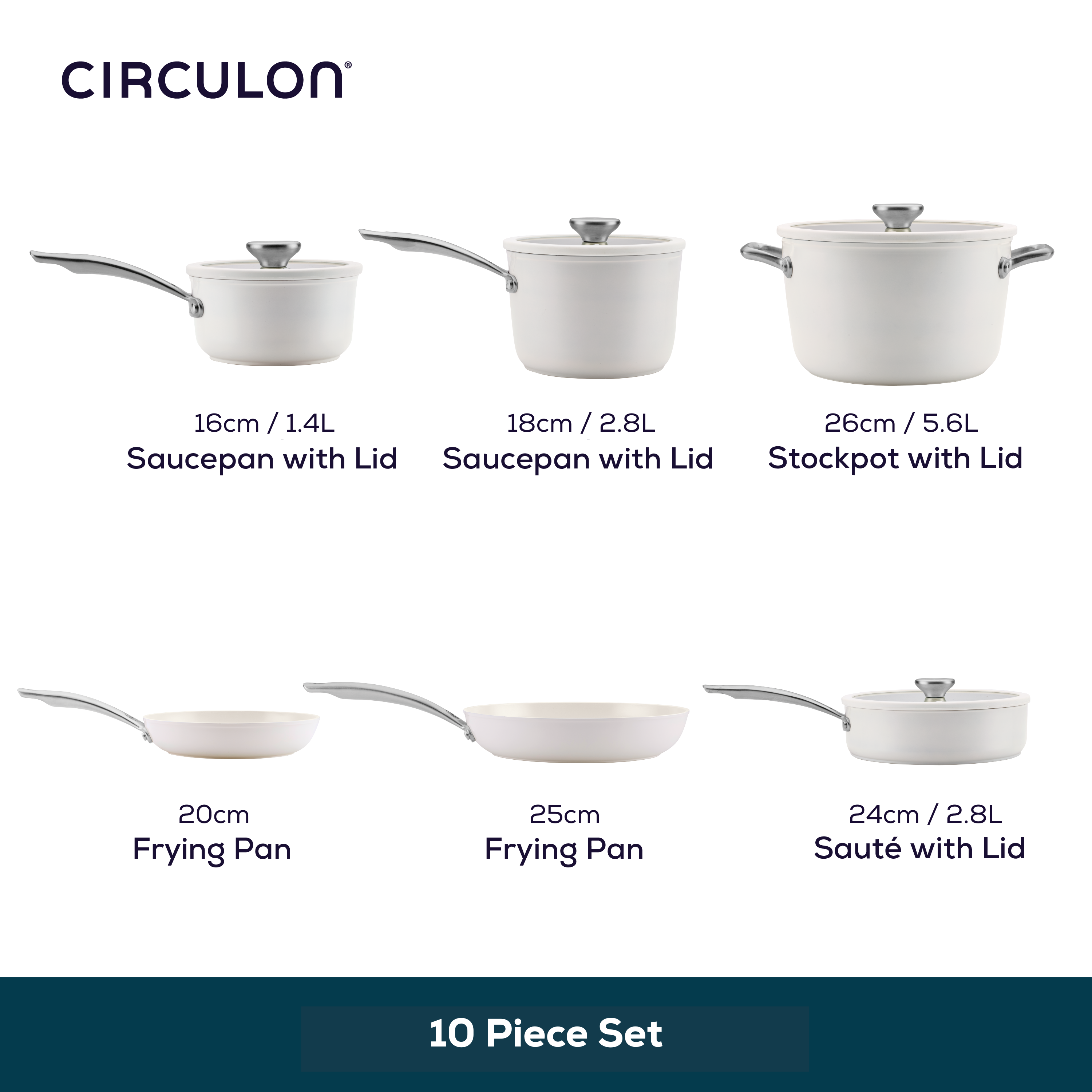 Circulon Halo with Laser Defense Skillet, 10 Piece set