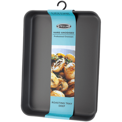 Stellar Hard anodised 41x29x5cm deep-roasting tin