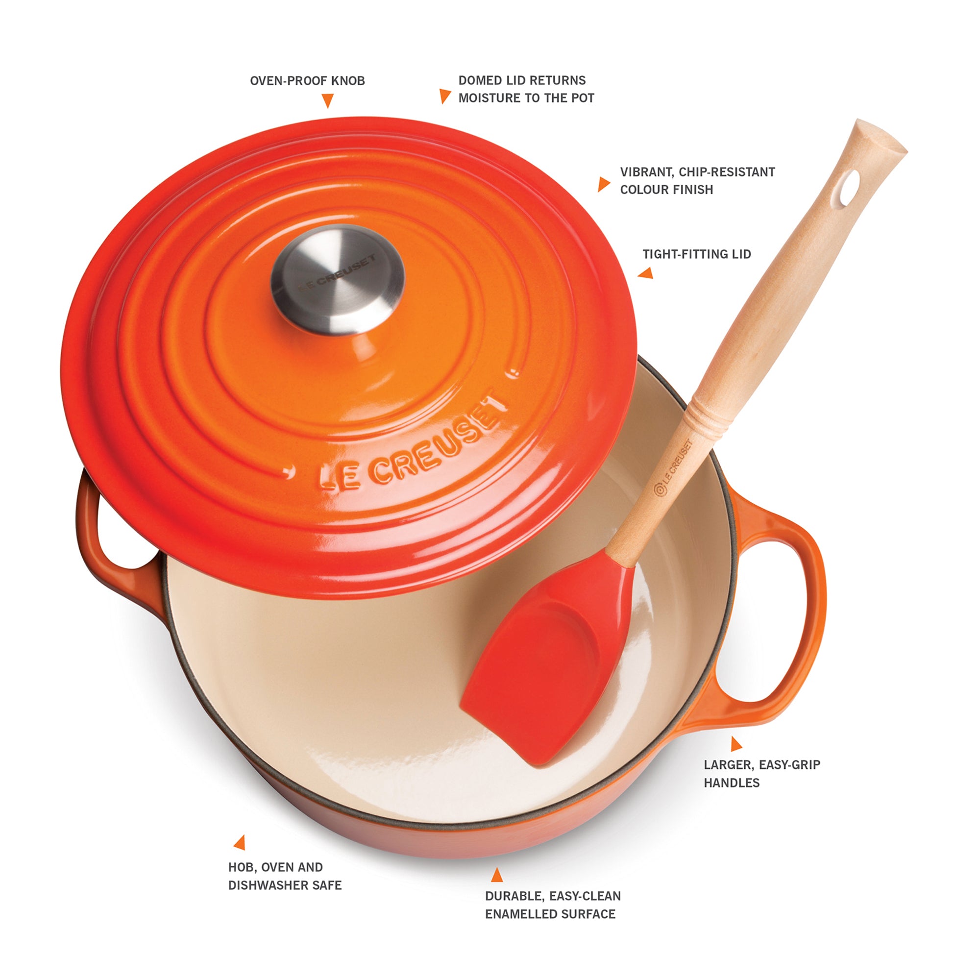 Le Creuset 22cm Volcanic Orange Casserole